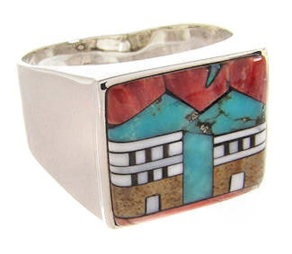 Native American Design Silver Multicolor Ring Size 12-1/2 YS66777